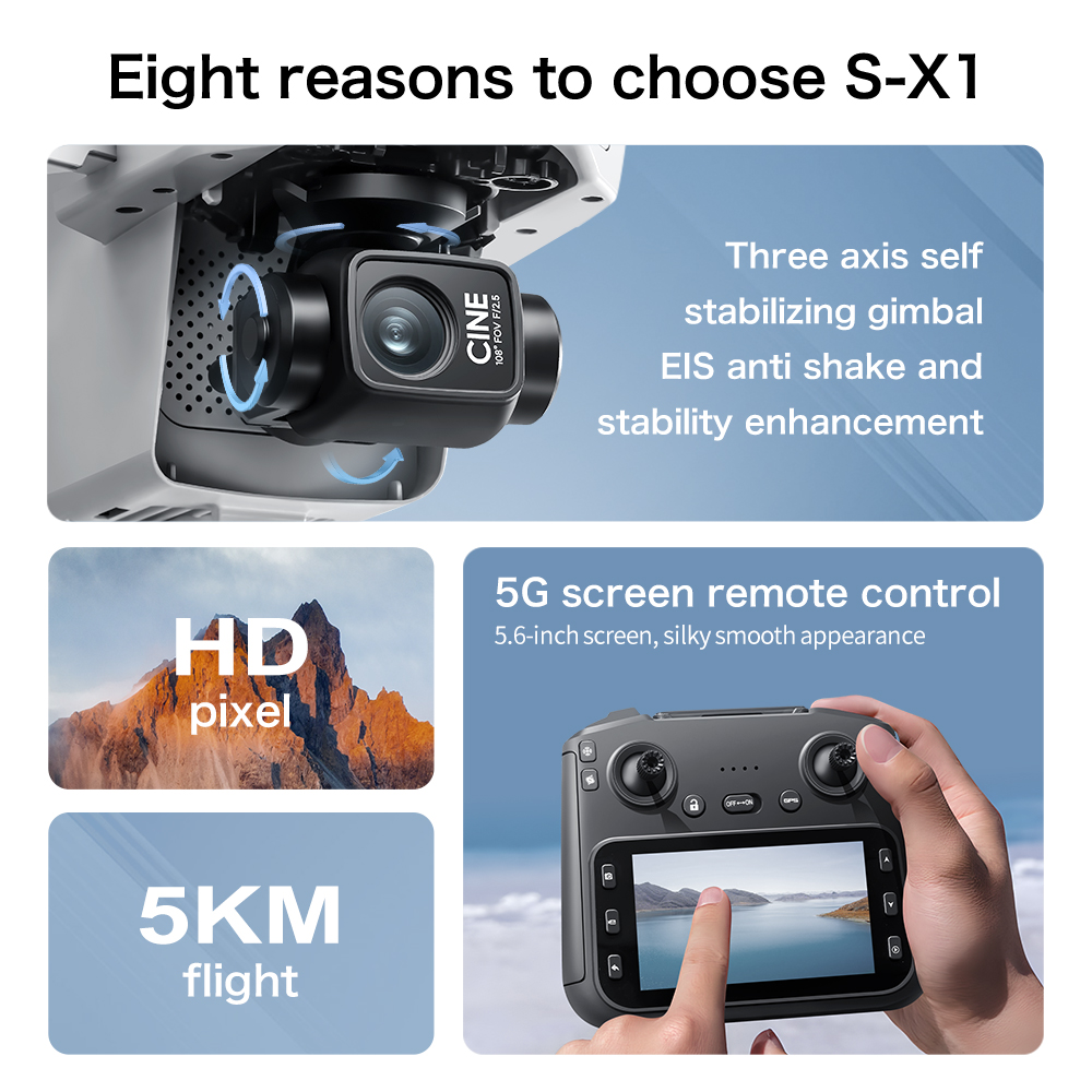 Original S-X1 GPS Foldable RC  - Drone Camera With Gimbal ulasan dan harga